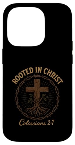 Verwurzelt in Christus – Christliches Jesus-Kreuz Hülle für iPhone 14 Pro von Vintage Faith Belief Devotion Spiritual Religious