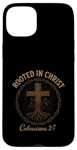 Verwurzelt in Christus – Christliches Jesus-Kreuz Hülle für iPhone 15 Plus von Vintage Faith Belief Devotion Spiritual Religious