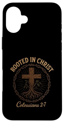 Verwurzelt in Christus – Christliches Jesus-Kreuz Hülle für iPhone 16 Plus von Vintage Faith Belief Devotion Spiritual Religious
