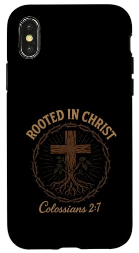 Verwurzelt in Christus – Christliches Jesus-Kreuz Hülle für iPhone X/XS von Vintage Faith Belief Devotion Spiritual Religious