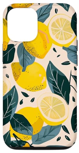 Hülle für iPhone 12/12 Pro Vintage Muster Kunst Zitrone Obst von Vintage Fruit Pattern Art (Lemon)