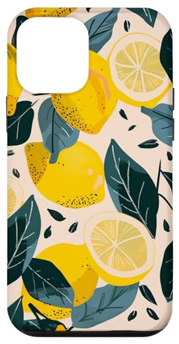 Hülle für iPhone 12 mini Vintage Muster Kunst Zitrone Obst von Vintage Fruit Pattern Art (Lemon)