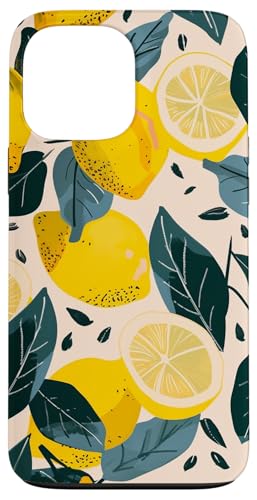 Hülle für iPhone 13 Pro Max Vintage Muster Kunst Zitrone Obst von Vintage Fruit Pattern Art (Lemon)
