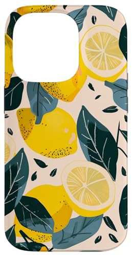Hülle für iPhone 14 Pro Vintage Muster Kunst Zitrone Obst von Vintage Fruit Pattern Art (Lemon)