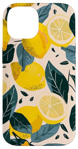 Hülle für iPhone 14 Vintage Muster Kunst Zitrone Obst von Vintage Fruit Pattern Art (Lemon)