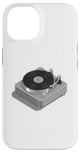 Vinyl-Schallplattenspieler-Grafikdesign in grauer Farbe Hülle für iPhone 14 von Vintage Music Turntable