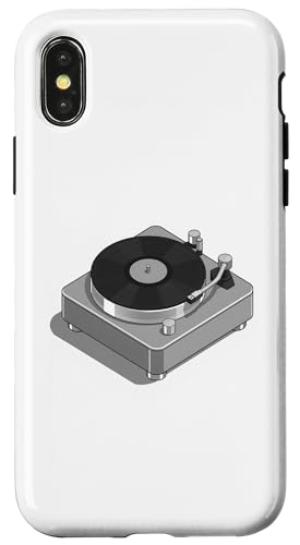 Vinyl-Schallplattenspieler-Grafikdesign in grauer Farbe Hülle für iPhone X/XS von Vintage Music Turntable