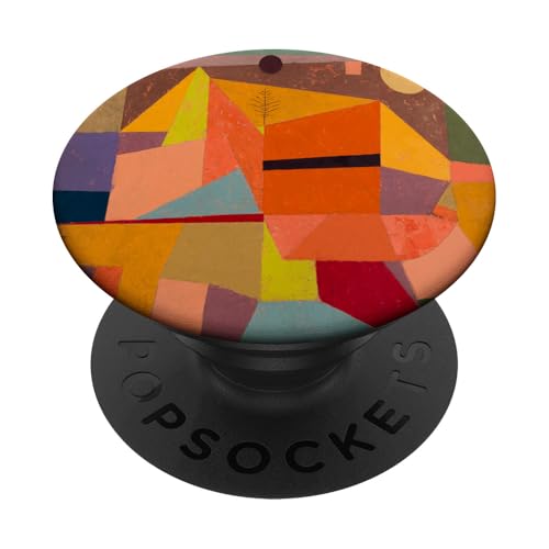 Abstrakte Kunst Fröhliche Berglandschaft PopSockets Klebender PopGrip von Vintage Revisited Press