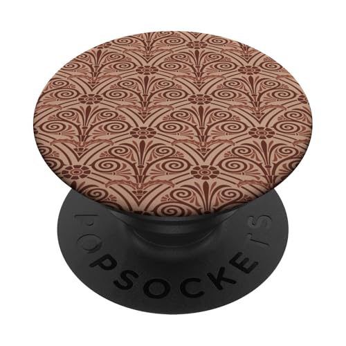 Dekorative braune Blumen griechisches Muster PopSockets Klebender PopGrip Dekorative braune Blumen griechisches Muster PopSockets Klebender PopGrip von Vintage Revisited Press