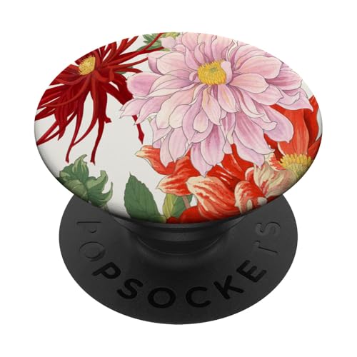 Japanische Woodblock Art Dahlie Blume PopSockets Klebender PopGrip Japanische Woodblock Art Dahlie Blume PopSockets Klebender PopGrip von Vintage Revisited Press