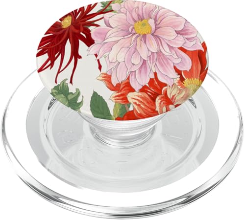 Japanische Woodblock Art Dahlie Blume PopSockets PopGrip für MagSafe von Vintage Revisited Press