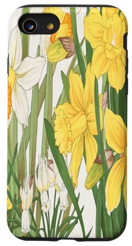 Japanische Woodblock Art Narzissen Hülle für iPhone SE (2020) / 7 / 8 von Vintage Revisited Press