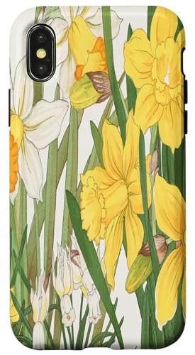 Japanische Woodblock Art Narzissen Hülle für iPhone X/XS von Vintage Revisited Press