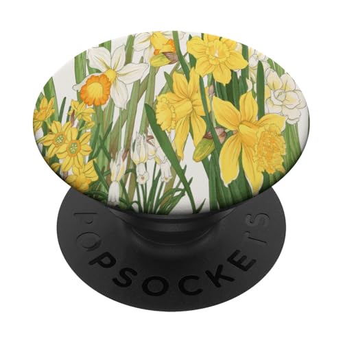 Japanische Woodblock Art Narzissen PopSockets Klebender PopGrip von Vintage Revisited Press