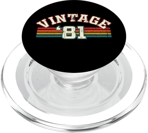 Vintage 1981 Geburtsjahr Cool Geburtstag Retro Regenbogen Linien PopSockets PopGrip für MagSafe Vintage 1981 Geburtsjahr Cool Geburtstag Retro Regenbogen Linien PopSockets PopGrip für MagSafe von Vintage Sunset Stripes Sports Lover Birthday