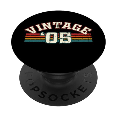 Vintage 2005 Geburtsjahr Cool Geburtstag Retro Regenbogen Linien PopSockets Klebender PopGrip Vintage 2005 Geburtsjahr Cool Geburtstag Retro Regenbogen Linien PopSockets Klebender PopGrip von Vintage Sunset Stripes Sports Lover Birthday