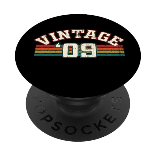 Vintage 2009 Geburtsjahr Cool Geburtstag Retro Regenbogen Linien PopSockets Klebender PopGrip Vintage 2009 Geburtsjahr Cool Geburtstag Retro Regenbogen Linien PopSockets Klebender PopGrip von Vintage Sunset Stripes Sports Lover Birthday