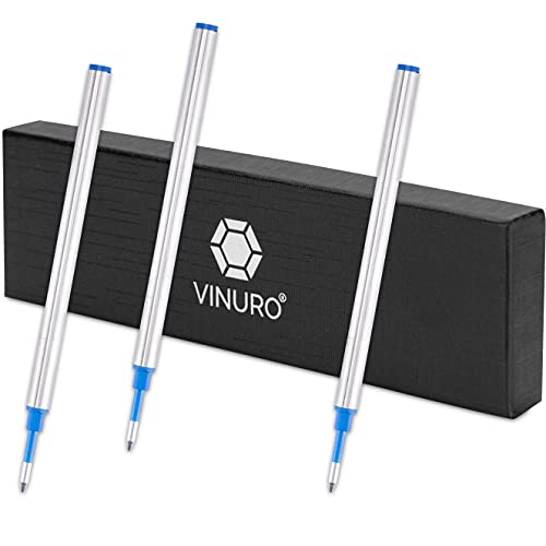 VINURO® Ersatzminen | Ersatzminen für Vinuro® Premium Tintenroller | auch passend für andere Tintenroller | in edlem Etui (Blau) von Vinuro
