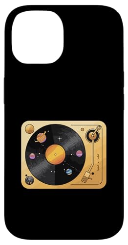 Plattenspieler aus Vinyl mit Planeten-Motiv Hülle für iPhone 14 Plattenspieler aus Vinyl mit Planeten-Motiv Hülle für iPhone 14 von Vinyl Cosmic Planetary Music Vibes Record Universe