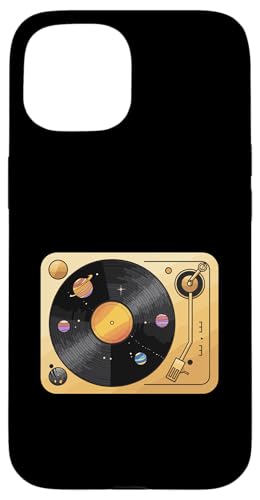 Plattenspieler aus Vinyl mit Planeten-Motiv Hülle für iPhone 15 Plattenspieler aus Vinyl mit Planeten-Motiv Hülle für iPhone 15 von Vinyl Cosmic Planetary Music Vibes Record Universe