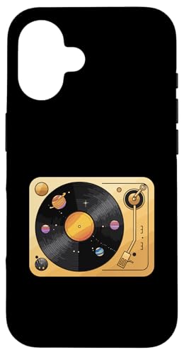 Plattenspieler aus Vinyl mit Planeten-Motiv Hülle für iPhone 16 Plattenspieler aus Vinyl mit Planeten-Motiv Hülle für iPhone 16 von Vinyl Cosmic Planetary Music Vibes Record Universe