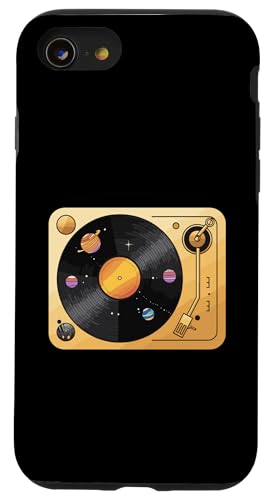Plattenspieler aus Vinyl mit Planeten-Motiv Hülle für iPhone SE (2020) / 7 / 8 von Vinyl Cosmic Planetary Music Vibes Record Universe