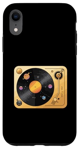 Plattenspieler aus Vinyl mit Planeten-Motiv Hülle für iPhone XR von Vinyl Cosmic Planetary Music Vibes Record Universe