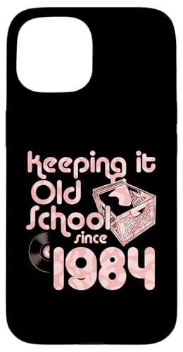 Keeping It Old School Since 1984 Year Box of Vinyl Records Hülle für iPhone 15 von Vinyl Record Collecting Girl Birthday Party Supply