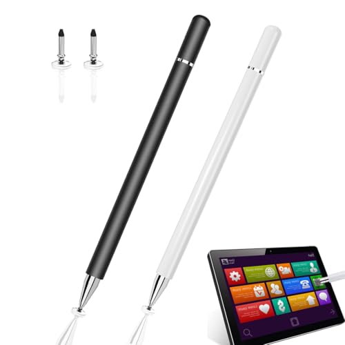 2 Stück Tablet Stift, Touchscreen Stift, 2-in-1, Universal Disc-Spitze Stylus Pencil capacità Universal für Tablets Smartphone Alle kapazitiven Touchscreens -Geräte (Schwarz+Weiß) von Viojrlly