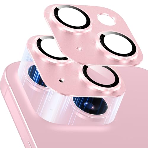 Viojrlra 2 Stück Kameraschutz für iPhone 15/15 Plus, Anti-Kratzer Kamera Linsenschutz Glas Schutzfolie, 9H Gehärtetes Glas Ringabdeckung, [Einteiliges Design] Kamera Schutz Ultra HD Camera Glass, Rosa von Viojrlra