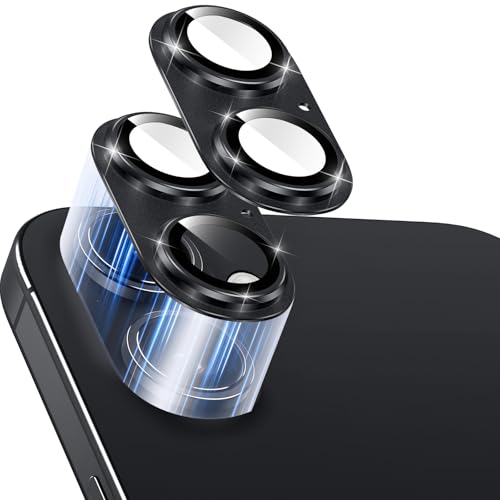Viojrlra 2 Stück Kameraschutz für iPhone 16/16 Plus, Anti-Kratzer Kamera Linsenschutz Glas Schutzfolie, 9H Gehärtetes Glas Ringabdeckung, [Einteiliges Design] Kamera Schutz HD Camera Glass, Schwarz von Viojrlra
