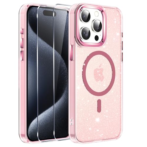 Viojrlra Glitzer Magnetische Hülle für iPhone 15 pro max mit 2 Stück Schutzfolie kompatibel mit MagSafe, Sparkle Soft TPU Bumper PC Schale Handyhülle, Stoßfest Schutzhülle für iPhone 15 pro max, Rosa Viojrlra Glitzer Magnetische Hülle für iPhone 15 pro max mit 2 Stück Schutzfolie kompatibel mit MagSafe, Sparkle Soft TPU Bumper PC Schale Handyhülle, Stoßfest Schutzhülle für iPhone 15 pro max, Rosa von Viojrlra