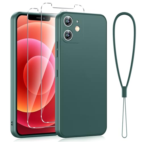 Viojrlra Hülle für iPhone 12 mini Handyhülle mit 2 Stück Schutzfolie mit Band, Flüssig Silikon Case für iPhone 12 mini, Ultra Dünn Weicher Microfiber Kameraschutz Stoßfest Kratzfest Schutzhülle(Grün) Viojrlra Hülle für iPhone 12 mini Handyhülle mit 2 Stück Schutzfolie mit Band, Flüssig Silikon Case für iPhone 12 mini, Ultra Dünn Weicher Microfiber Kameraschutz Stoßfest Kratzfest Schutzhülle(Grün) von Viojrlra
