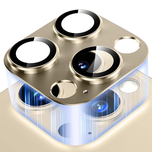Viojrlra Kameraschutz für iPhone 14 Pro/14 Pro Max, Anti-Kratzer Kamera Linsenschutz Glas Schutzfolie, [Einteiliges Design] Ultra HD Klar Camera Glass, 9H Kamera Schutz Panzer Schutz Glas, Gold von Viojrlra