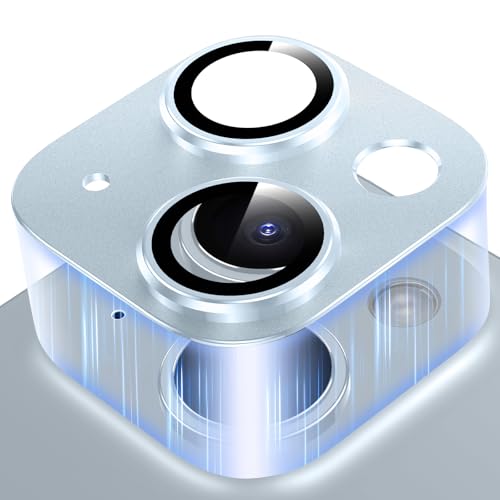 Viojrlra Kameraschutz für iPhone 15/15 Plus, Anti-Kratzer Kamera Linsenschutz Glas Schutzfolie, 9H Gehärtetes Glas Ringabdeckung, [Einteiliges Design] Kamera Schutz HD Klar Camera Glass, Blau von Viojrlra