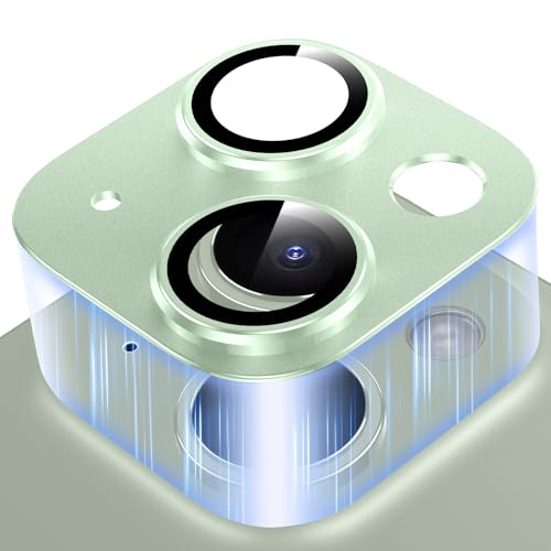 Viojrlra Kameraschutz für iPhone 15/15 Plus, Anti-Kratzer Kamera Linsenschutz Glas Schutzfolie, 9H Gehärtetes Glas Ringabdeckung, [Einteiliges Design] Kamera Schutz HD Klar Camera Glass, Grün von Viojrlra