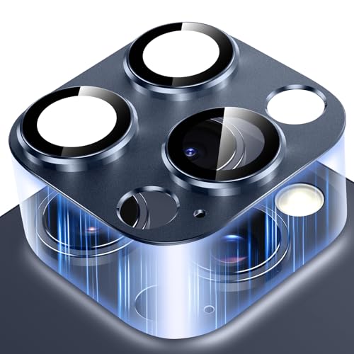Viojrlra Kameraschutz für iPhone 15 Pro/15 Pro Max, 9H Gehärtetes Glas, Panzer Schutz Anti-Kratzer Kamera Linsenschutz, [Einteiliges Design] Ultra HD Klar Camera Glass, Blau von Viojrlra