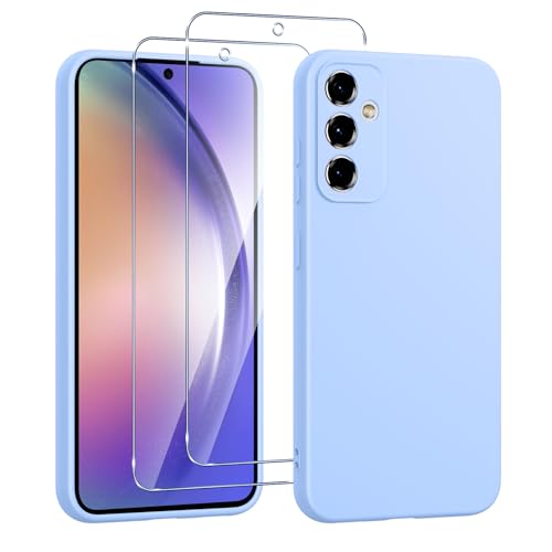 Viojrlra Liquid Silikon Hülle für Samsung Galaxy A54 5G mit 2 Stück Panzer Schutz Glas, Weiche TPU Slim Handyhülle, Stoßfest Kratzfester Anti-Fingerabdruck, Blau Viojrlra Liquid Silikon Hülle für Samsung Galaxy A54 5G mit 2 Stück Panzer Schutz Glas, Weiche TPU Slim Handyhülle, Stoßfest Kratzfester Anti-Fingerabdruck, Blau von Viojrlra