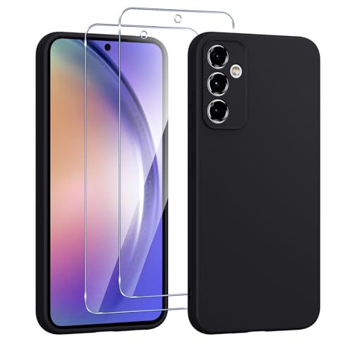 Viojrlra Liquid Silikon Hülle für Samsung Galaxy A54 5G mit 2 Stück Panzer Schutz Glas, Weiche TPU Slim Handyhülle, Stoßfest Kratzfester Anti-Fingerabdruck, Schwarz Viojrlra Liquid Silikon Hülle für Samsung Galaxy A54 5G mit 2 Stück Panzer Schutz Glas, Weiche TPU Slim Handyhülle, Stoßfest Kratzfester Anti-Fingerabdruck, Schwarz von Viojrlra