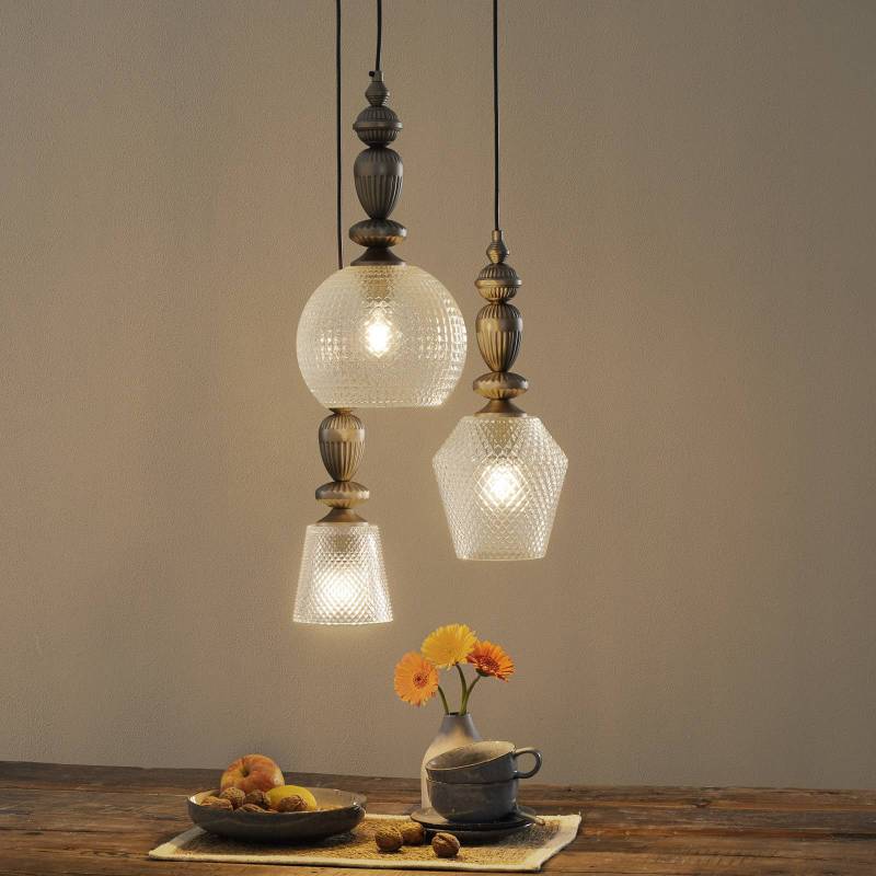 Dreiflammige Glas-Pendellampe Talisa von Viokef