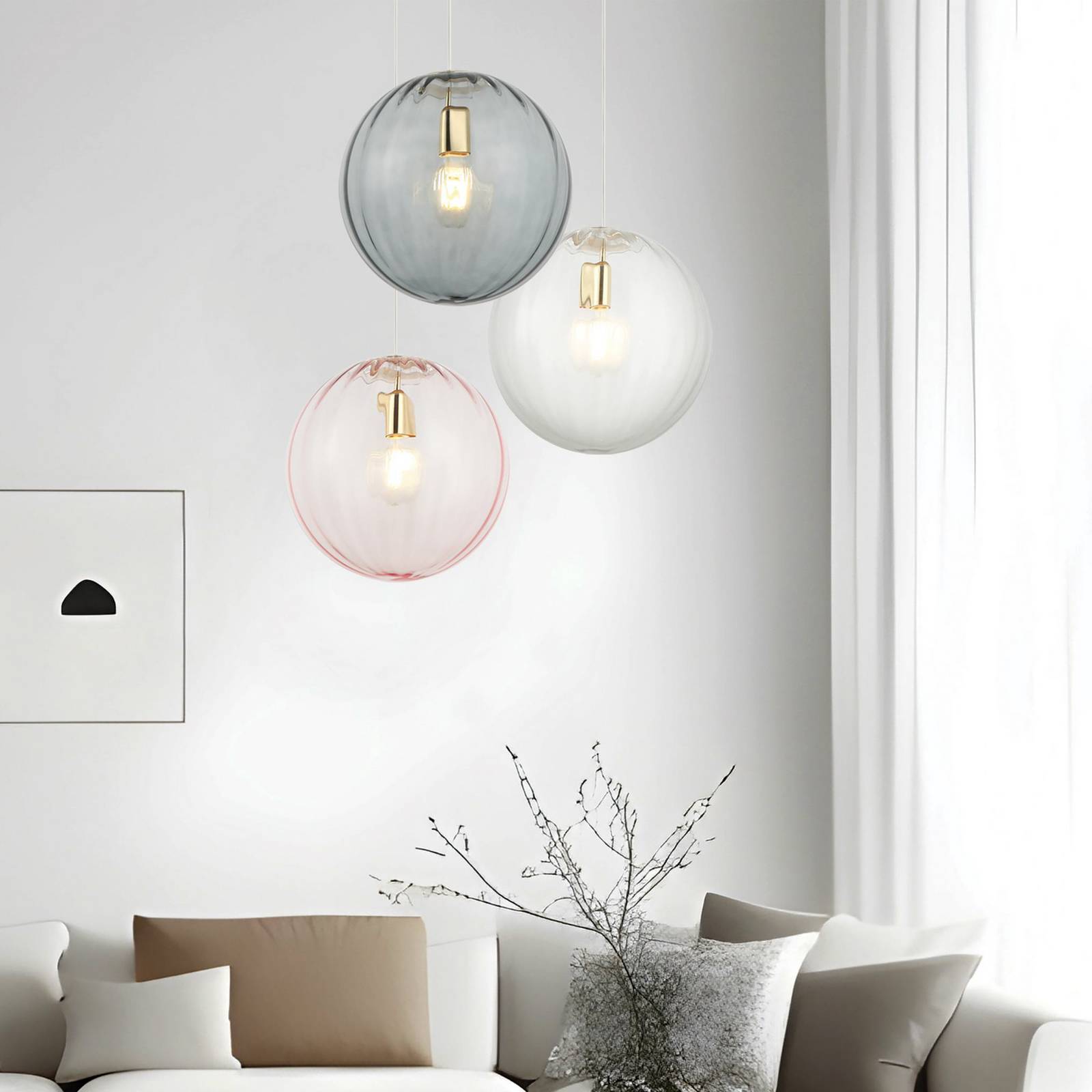 Hängeleuchte Diana, klar/goldfarben, Ø 30 cm, Glas Hängeleuchte Diana, klar/goldfarben, Ø 30 cm, Glas von Viokef