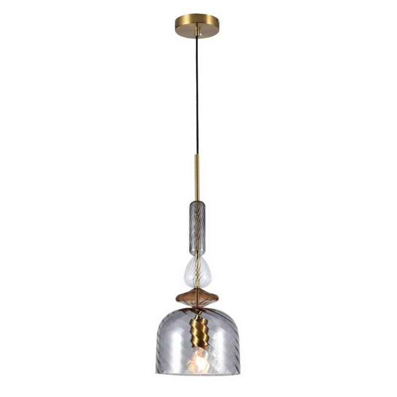 Hängeleuchte Glorial, rauchgrau, Ø 20 cm, Glas von Viokef