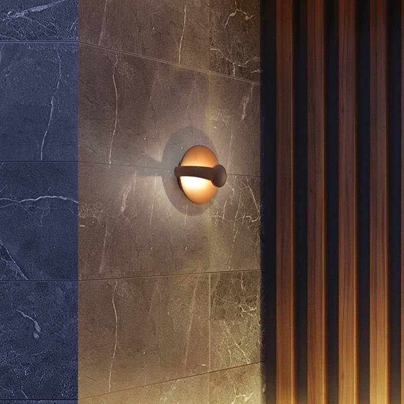 LED-Außenwandlampe Mayorka, rostbraun, Breite 22 cm, IP65 von Viokef