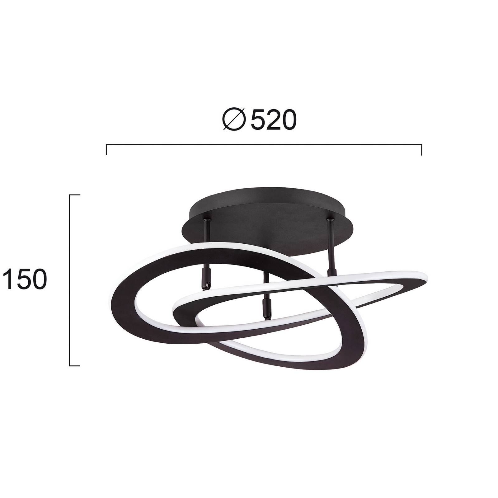 LED-Deckenleuchte Charlie, Ø 52 cm, schwarz LED-Deckenleuchte Charlie, Ø 52 cm, schwarz von Viokef