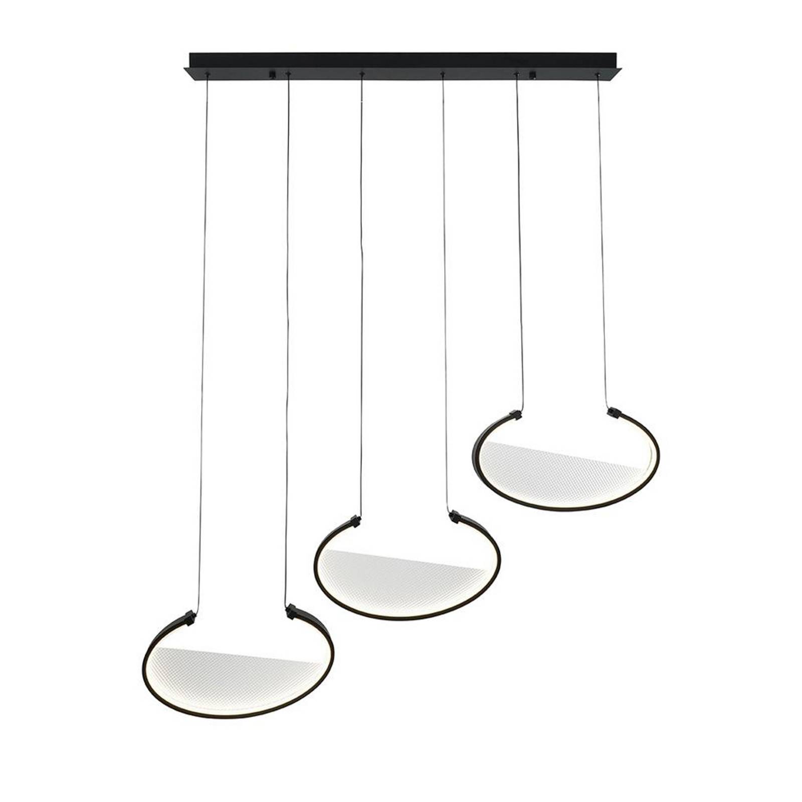 LED-Hängelampe Adele, Länge 117 cm, schwarz, Metall, 3-flg. LED-Hängelampe Adele, Länge 117 cm, schwarz, Metall, 3-flg. von Viokef