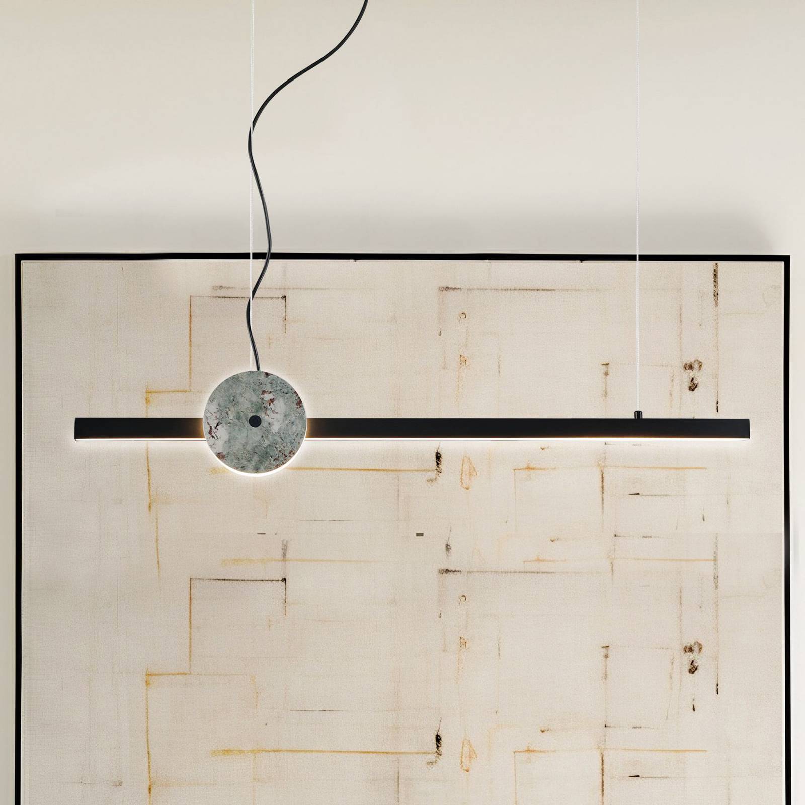 LED-Hängelampe Anais, schwarz/grün, Länge 100 cm, Kunststein LED-Hängelampe Anais, schwarz/grün, Länge 100 cm, Kunststein von Viokef