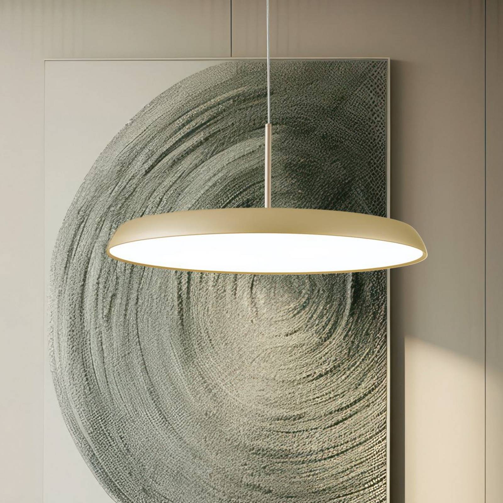LED-Hängelampe Art, creme-goldfarben, Ø 45 cm, Metall LED-Hängelampe Art, creme-goldfarben, Ø 45 cm, Metall von Viokef