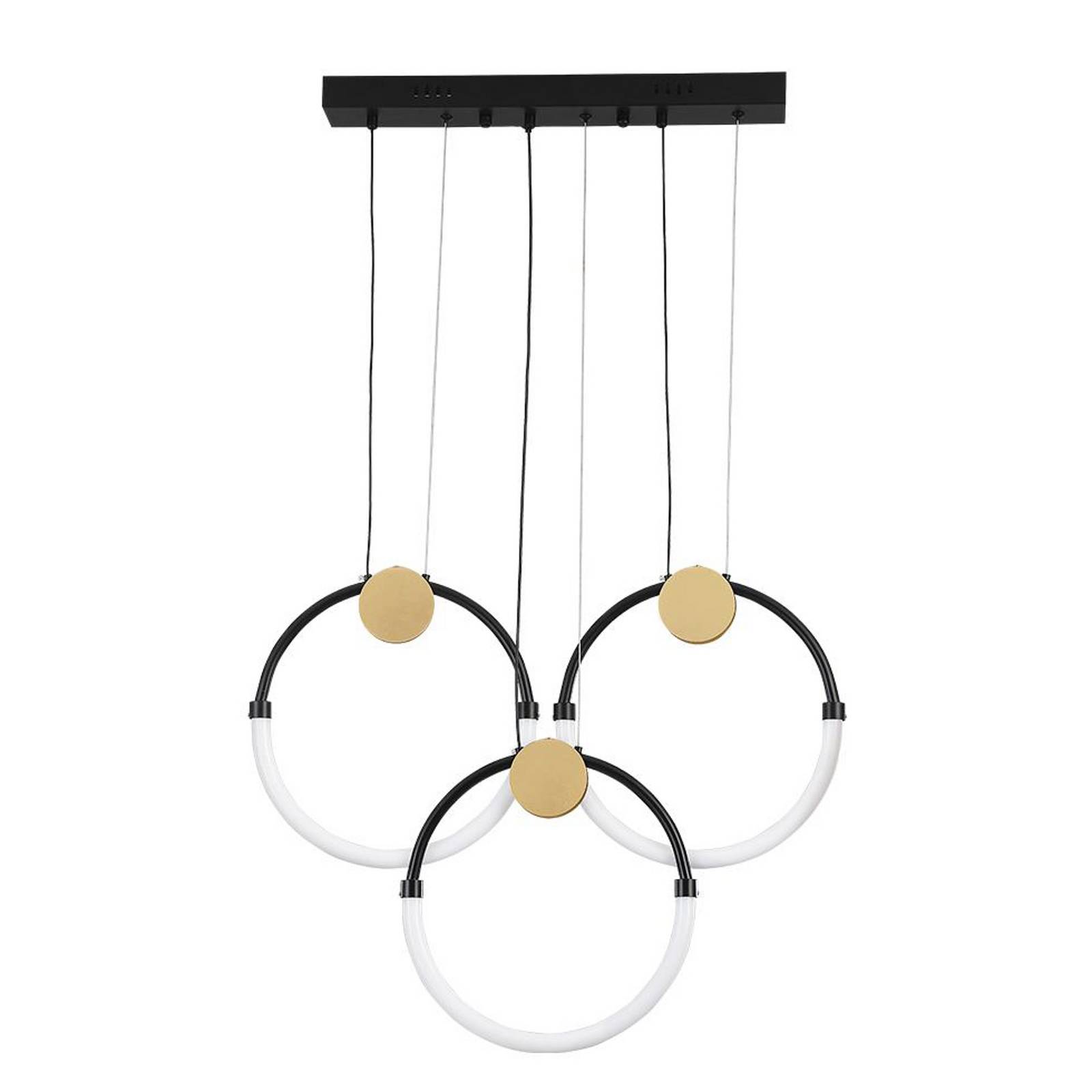 LED-Hängelampe Briana, Länge 63 cm, schwarz/goldfarben 3-flg LED-Hängelampe Briana, Länge 63 cm, schwarz/goldfarben 3-flg von Viokef