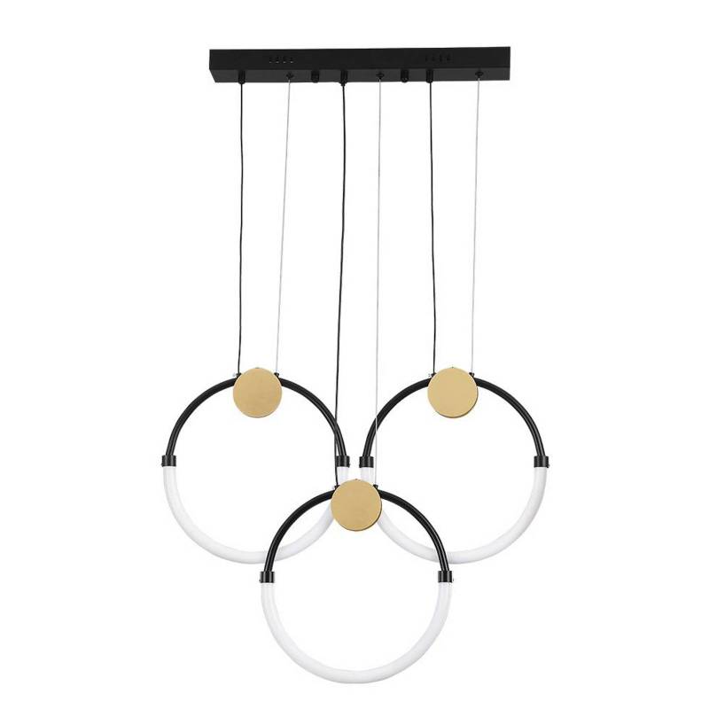 LED-Hängelampe Briana, Länge 63 cm, schwarz/goldfarben 3-flg von Viokef