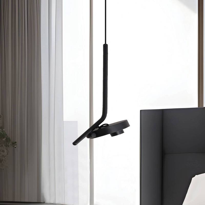 LED-Hängelampe Factory, schwarz, Ø 15 cm, Metall von Viokef